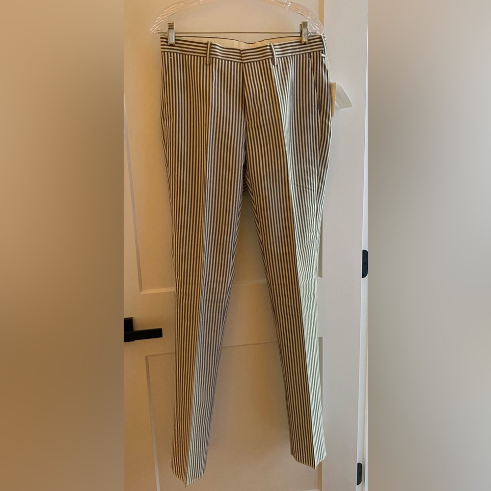 Kent&Curwen Suit supply Grey White Stripe Wool Pants Trousers 30x36, NEW